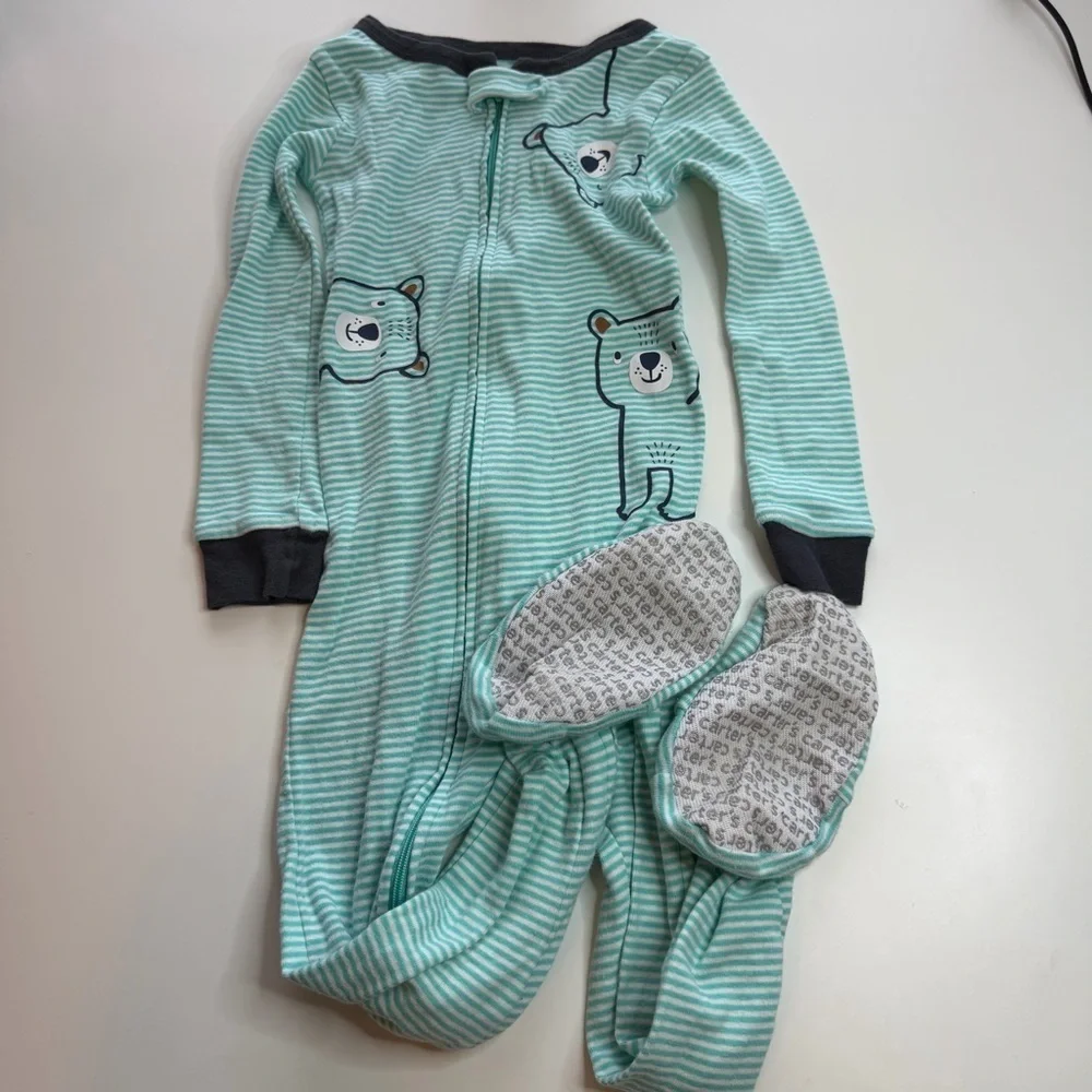 Carter's Mint Striped Bear Footie